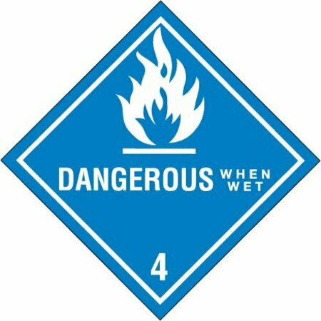BSC PREFERRED 4 x 4'' - ''Dangerous When Wet - 4'' Labels S-176